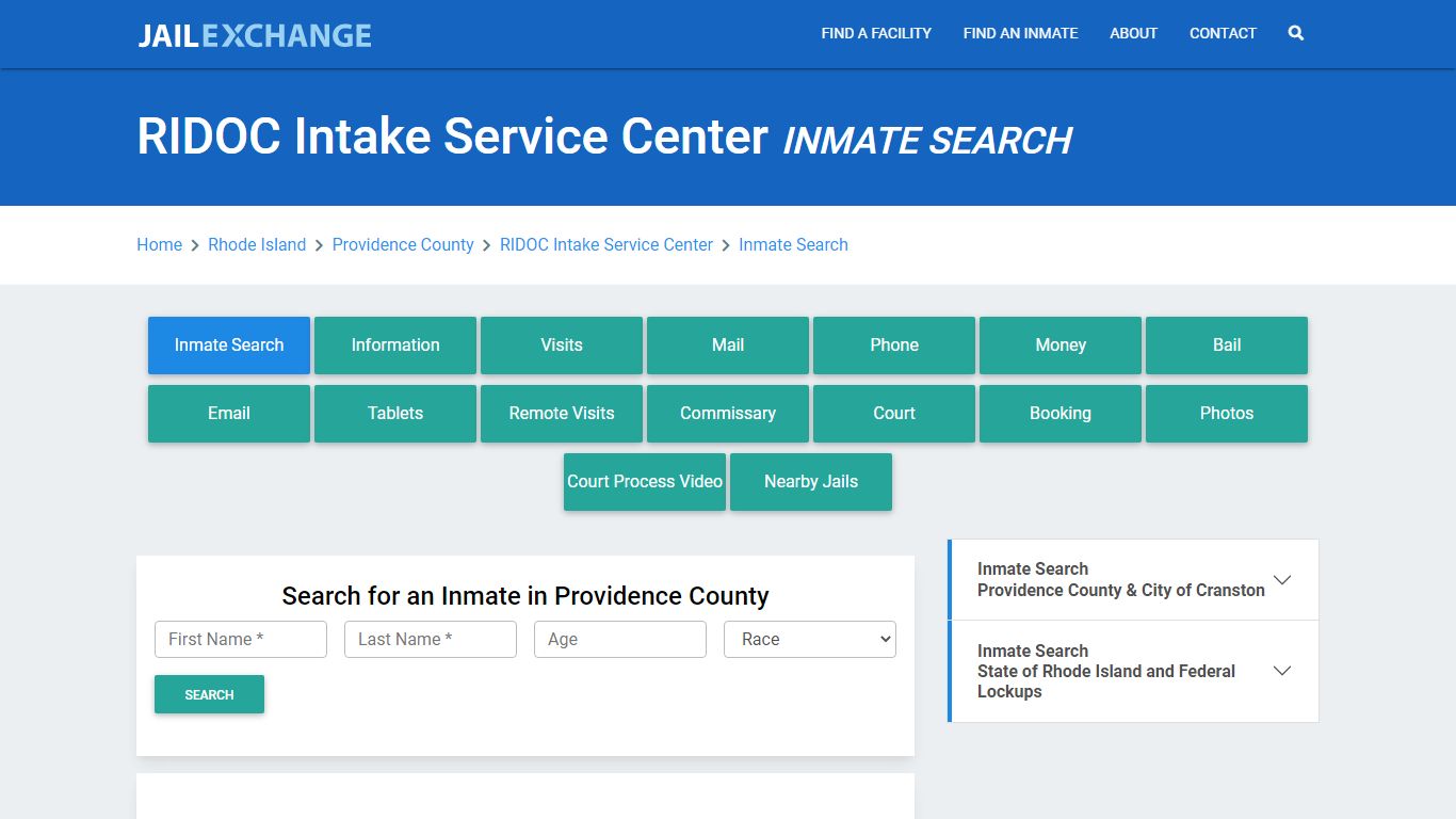 RIDOC Intake Service Center, RI Inmate Search: Roster & Mugshots