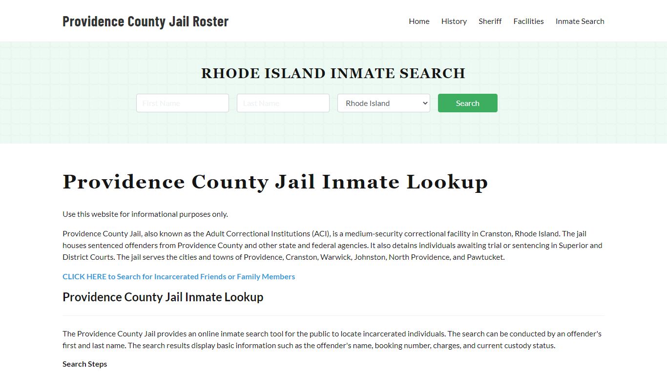 Providence County Jail Roster Lookup, RI, Inmate Search